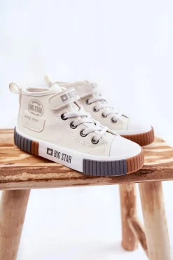 Clearance Big Star Shoes Dziecięce Wysokie Trampki BIG STAR KK374015 Białe