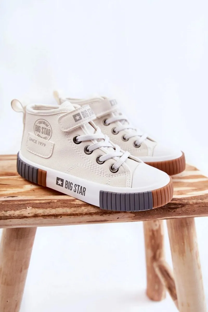 Clearance Big Star Shoes Dziecięce Wysokie Trampki BIG STAR KK374015 Białe