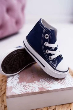 Boto Dziecięce Wysokie Trampki Granatowe Filemon