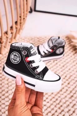 Discount Dziecięce Wysokie Trampki Z Suwakiem BIG STAR HH374188 Czarne Dzieci Chłopięce|Dziewczęce