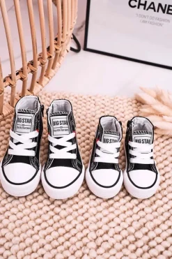 Discount Dziecięce Wysokie Trampki Z Suwakiem BIG STAR HH374188 Czarne Dzieci Chłopięce|Dziewczęce
