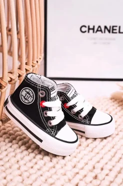 Discount Dziecięce Wysokie Trampki Z Suwakiem BIG STAR HH374188 Czarne Dzieci Chłopięce|Dziewczęce