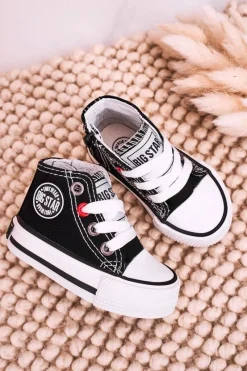 Discount Dziecięce Wysokie Trampki Z Suwakiem BIG STAR HH374188 Czarne Dzieci Chłopięce|Dziewczęce