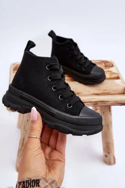 Best Dziecięce Wysokie Trampki Wiązane Czarne Freeze Dzieci Chłopięce|Dziewczęce