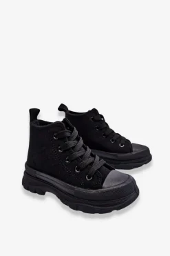 Best Dziecięce Wysokie Trampki Wiązane Czarne Freeze Dzieci Chłopięce|Dziewczęce