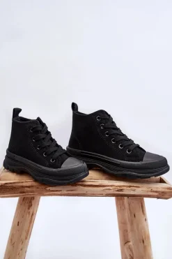 Best Dziecięce Wysokie Trampki Wiązane Czarne Freeze Dzieci Chłopięce|Dziewczęce