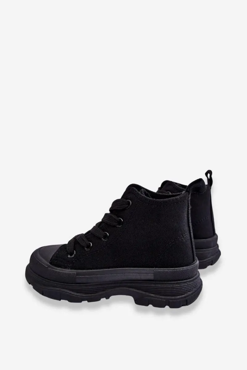 Best Dziecięce Wysokie Trampki Wiązane Czarne Freeze Dzieci Chłopięce|Dziewczęce