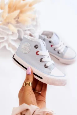 Best Dziecięce Wysokie Trampki Z Suwakiem BIG STAR HH374088 Niebieskie Dzieci Chłopięce|Dziewczęce
