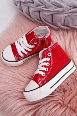 Discount Boto Dziecięce Wysokie Trampki Z Suwakiem Czerwone Filemon