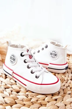 Best Dziecięce Wysokie Trampki BIG STAR II374004 Białe Dzieci Chłopięce|Dziewczęce