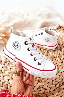 Best Dziecięce Wysokie Trampki BIG STAR II374004 Białe Dzieci Chłopięce|Dziewczęce