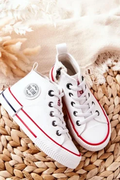 Best Dziecięce Wysokie Trampki BIG STAR II374004 Białe Dzieci Chłopięce|Dziewczęce
