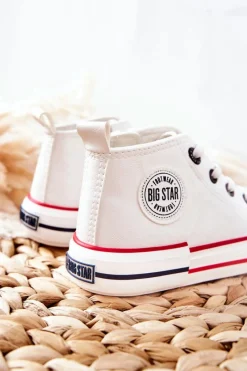 Best Dziecięce Wysokie Trampki BIG STAR II374004 Białe Dzieci Chłopięce|Dziewczęce