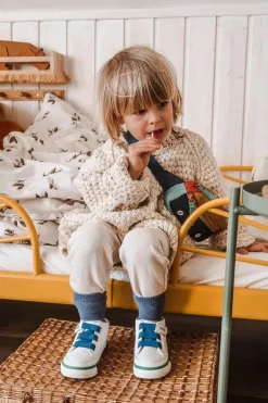 Chłopięce>Boto Dziecięce Wysokie Trampki Ze Ściągaczem Biało Granatowe Baxter