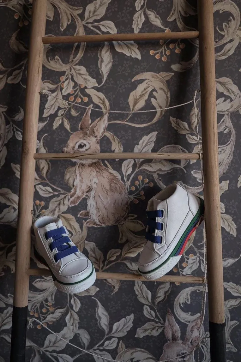 Chłopięce>Boto Dziecięce Wysokie Trampki Ze Ściągaczem Biało Granatowe Baxter