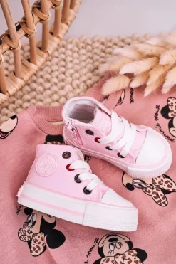 Chłopięce|Dziewczęce>Big Star Shoes Dziecięce Wysokie Trampki Z Suwakiem BIG STAR HH374191 Różowe Różowy