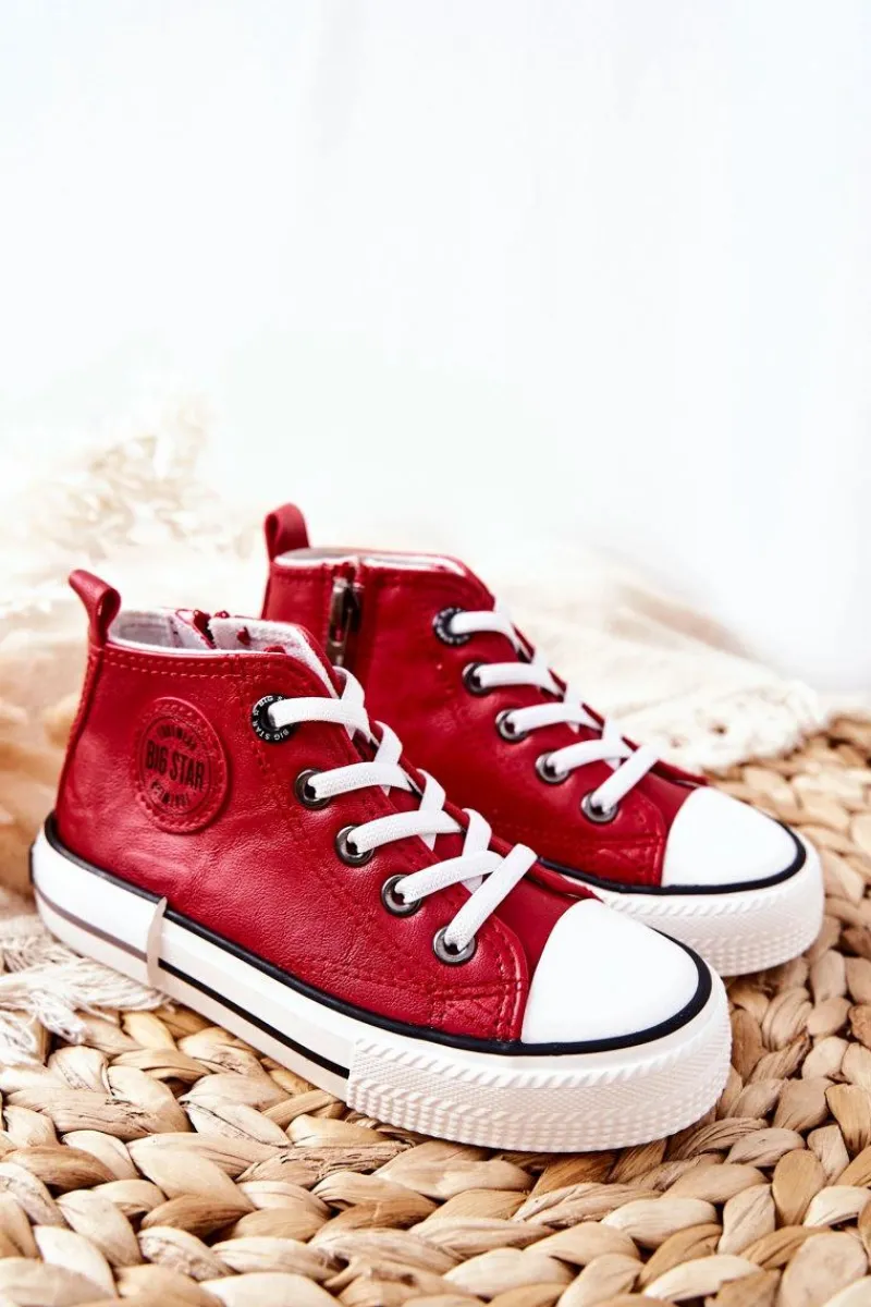 New Dziecięce Wysokie Trampki BIG STAR II374005 Czerwone Dzieci Chłopięce|Dziewczęce