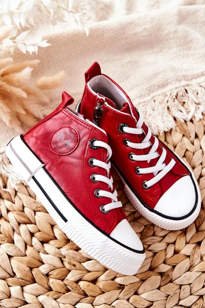 New Dziecięce Wysokie Trampki BIG STAR II374005 Czerwone Dzieci Chłopięce|Dziewczęce