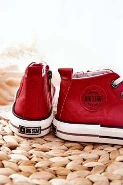 New Dziecięce Wysokie Trampki BIG STAR II374005 Czerwone Dzieci Chłopięce|Dziewczęce