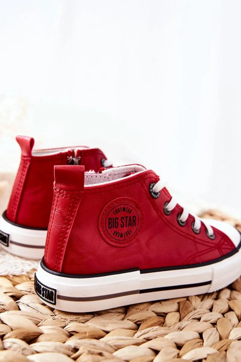 New Dziecięce Wysokie Trampki BIG STAR II374005 Czerwone Dzieci Chłopięce|Dziewczęce