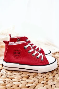 New Dziecięce Wysokie Trampki BIG STAR II374005 Czerwone Dzieci Chłopięce|Dziewczęce