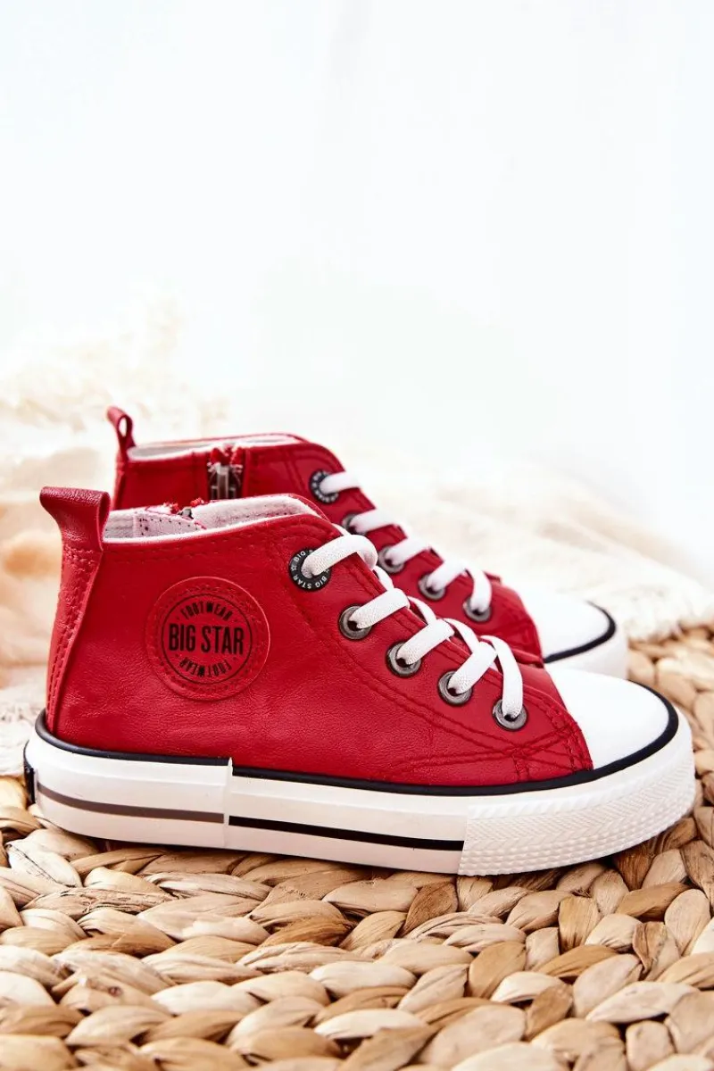New Dziecięce Wysokie Trampki BIG STAR II374005 Czerwone Dzieci Chłopięce|Dziewczęce