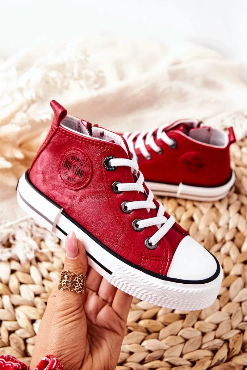 New Dziecięce Wysokie Trampki BIG STAR II374005 Czerwone Dzieci Chłopięce|Dziewczęce