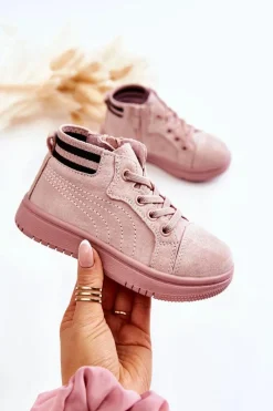 Dziewczęce>Boto Dziecięce Wysokie Trampki Na Suwak Różowe Boone