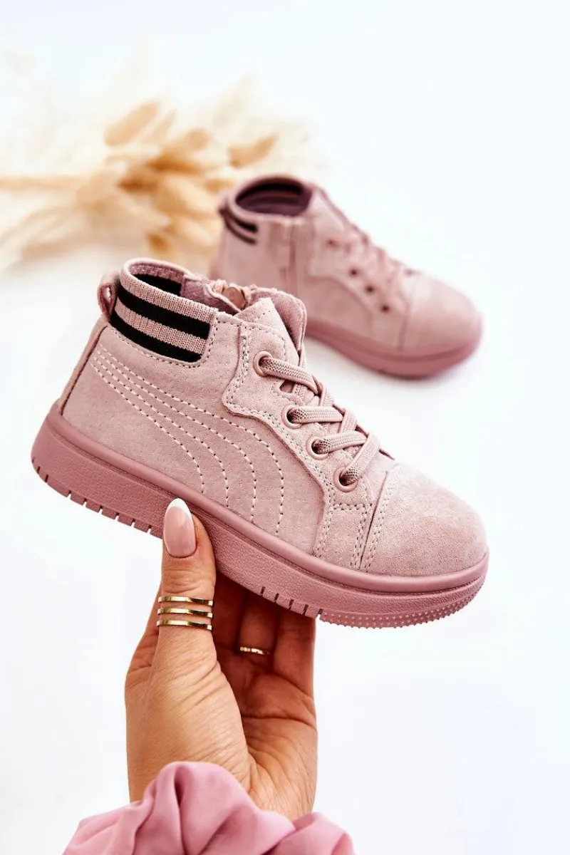 Dziewczęce>Boto Dziecięce Wysokie Trampki Na Suwak Różowe Boone