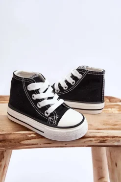 Dziecięce Wysokie Trampki Czarne Filemon Dzieci Chłopięce|Dziewczęce