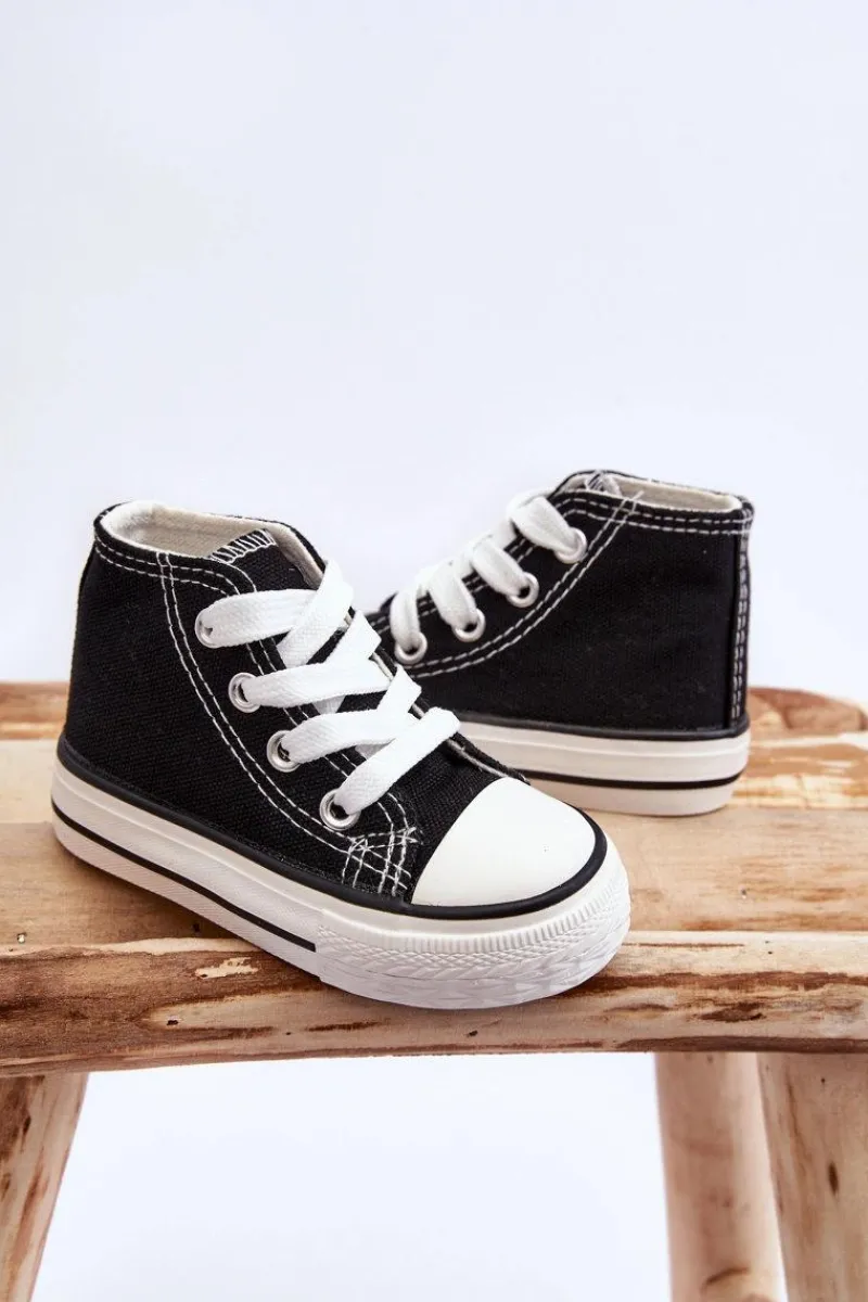 Dziecięce Wysokie Trampki Czarne Filemon Dzieci Chłopięce|Dziewczęce