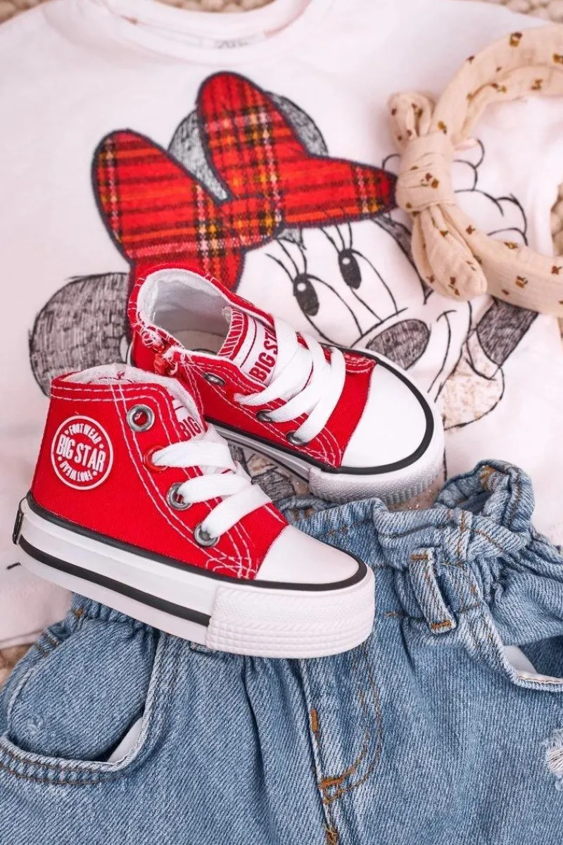 Chłopięce|Dziewczęce>Big Star Shoes Dziecięce Wysokie Trampki Z Suwakiem BIG STAR HH374190 Czerwone Czerwony