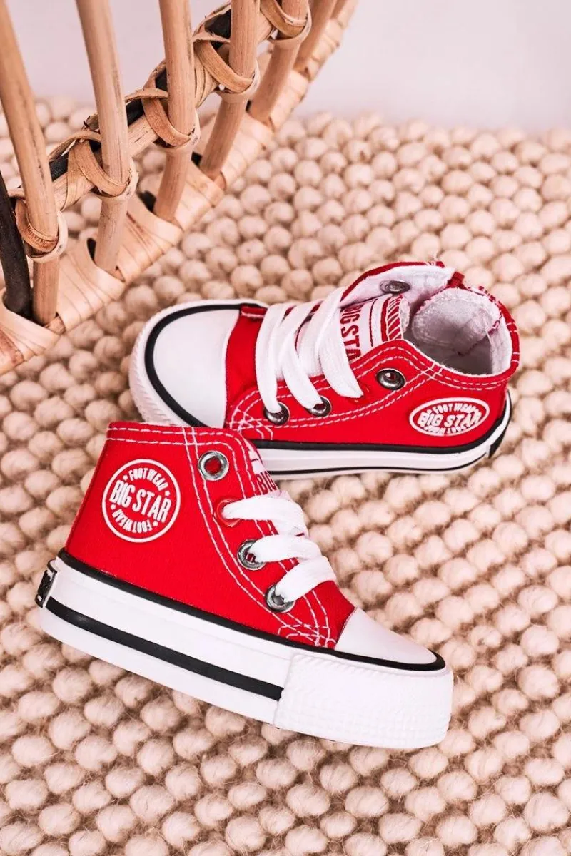 Chłopięce|Dziewczęce>Big Star Shoes Dziecięce Wysokie Trampki Z Suwakiem BIG STAR HH374190 Czerwone Czerwony