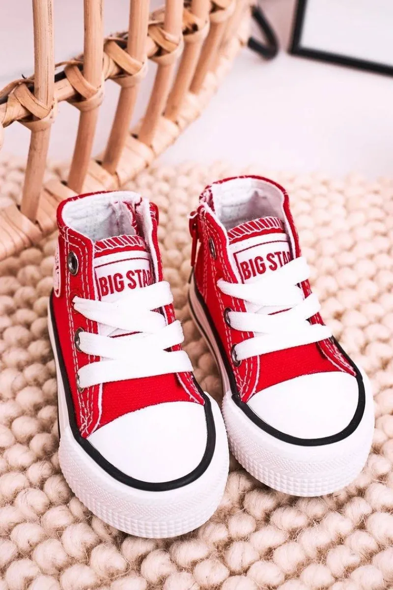Chłopięce|Dziewczęce>Big Star Shoes Dziecięce Wysokie Trampki Z Suwakiem BIG STAR HH374190 Czerwone Czerwony