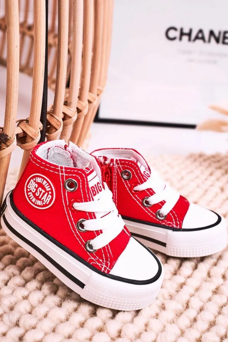 Chłopięce|Dziewczęce>Big Star Shoes Dziecięce Wysokie Trampki Z Suwakiem BIG STAR HH374190 Czerwone Czerwony