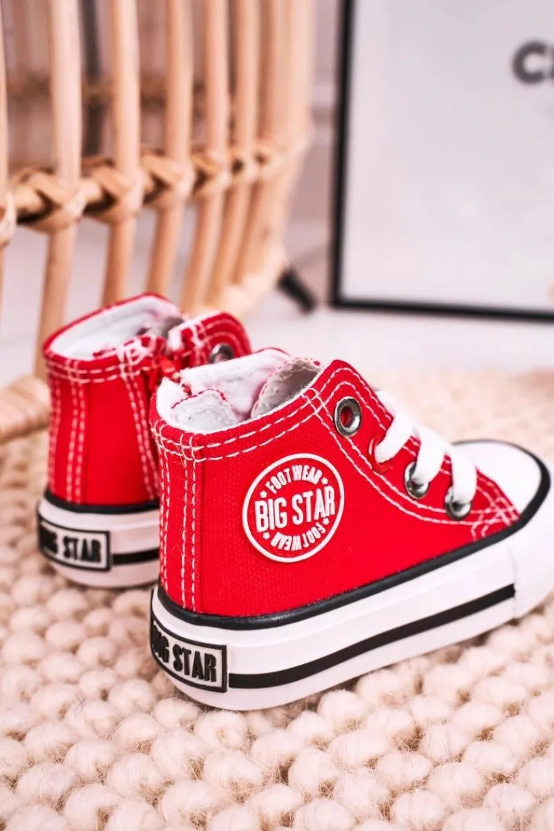 Chłopięce|Dziewczęce>Big Star Shoes Dziecięce Wysokie Trampki Z Suwakiem BIG STAR HH374190 Czerwone Czerwony