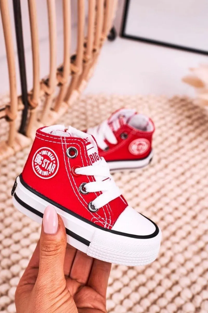 Chłopięce|Dziewczęce>Big Star Shoes Dziecięce Wysokie Trampki Z Suwakiem BIG STAR HH374190 Czerwone Czerwony