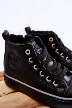 Discount Dziecięce Wysokie Trampki Na Suwak Big Star KK374228 Czarne Dzieci Chłopięce|Dziewczęce