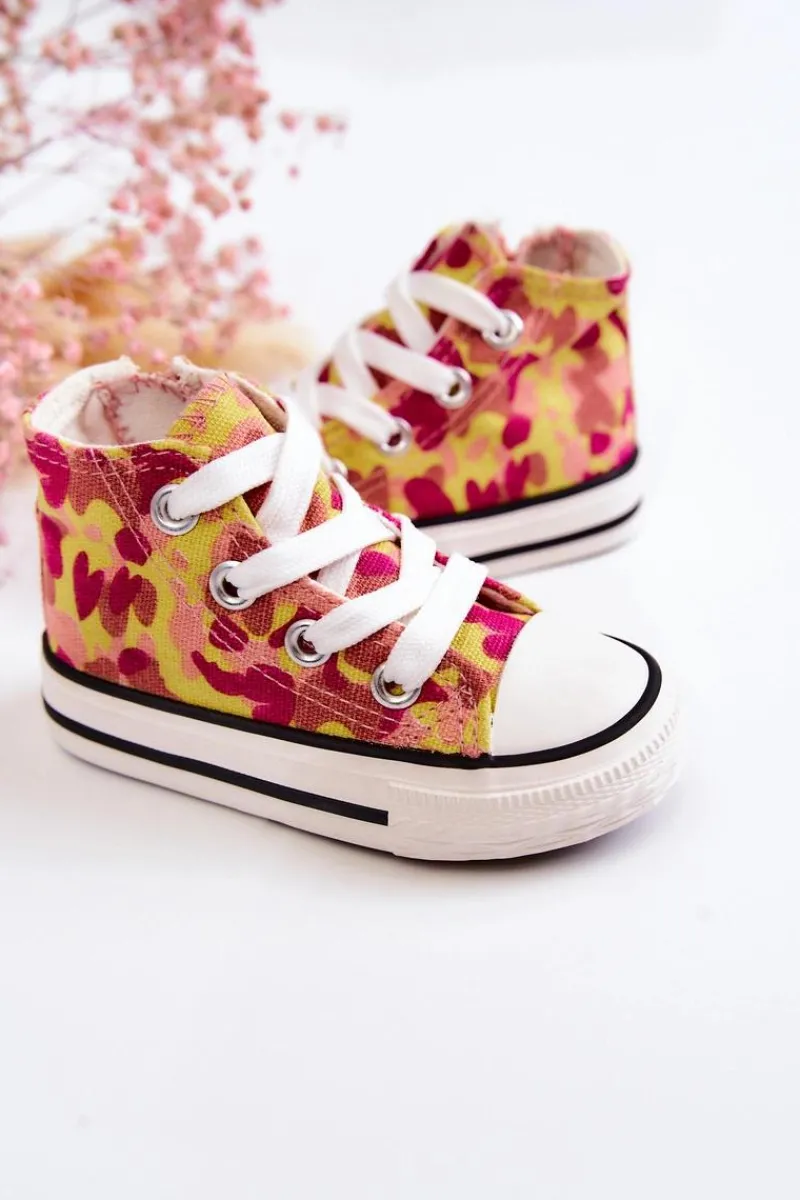 Clearance Dziecięce Wysokie Trampki Na Suwak Różowo-Żółte Filemon Dzieci Chłopięce|Dziewczęce