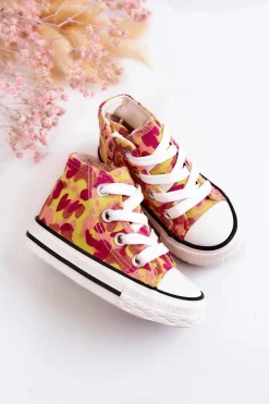 Clearance Dziecięce Wysokie Trampki Na Suwak Różowo-Żółte Filemon Dzieci Chłopięce|Dziewczęce