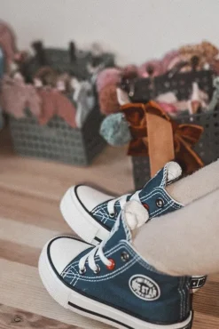 Best Dziecięce Wysokie Trampki Z Suwakiem BIG STAR HH374085 Granatowe Dzieci Chłopięce|Dziewczęce