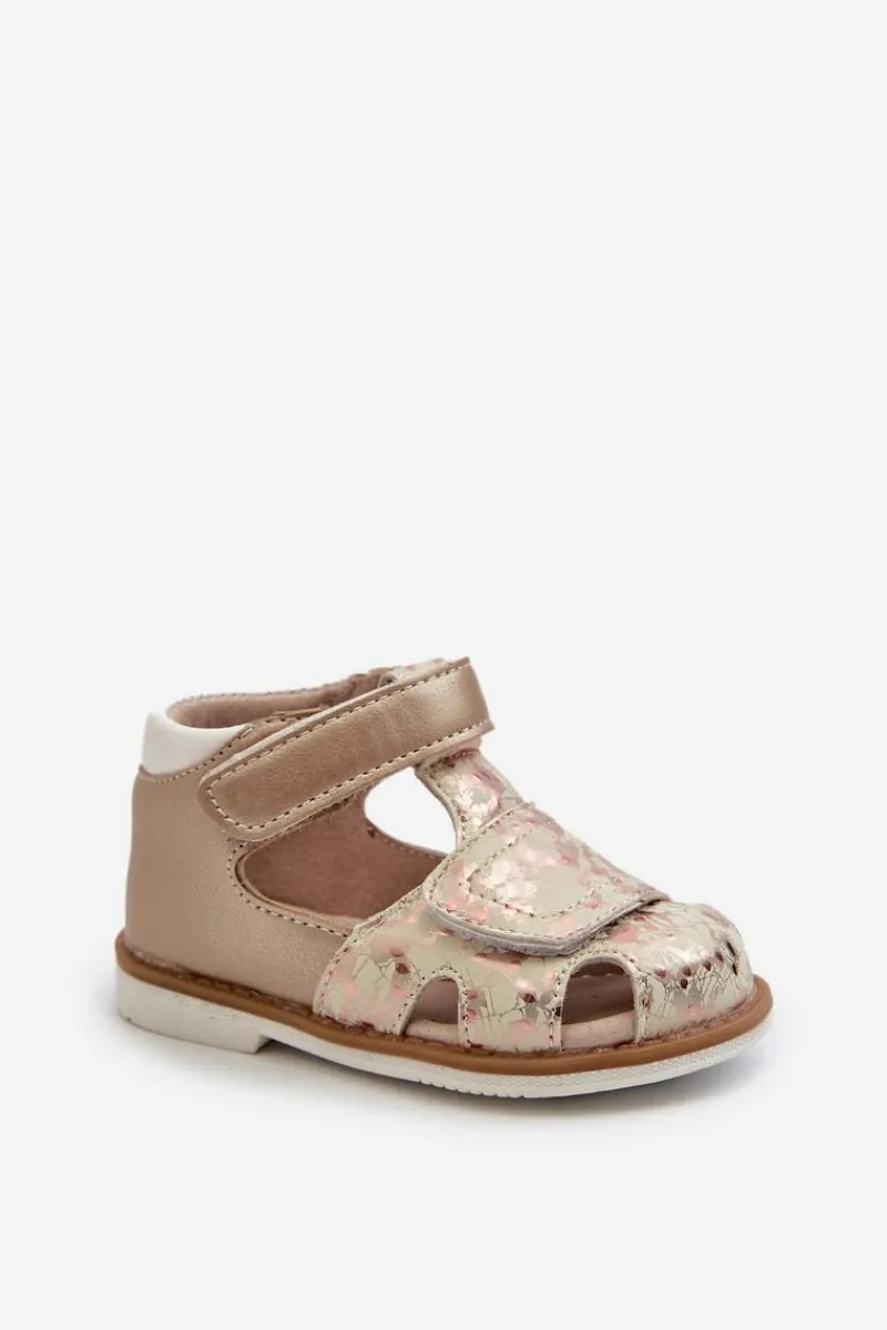 Dziewczęce>Evento Dziecięce Wzorzyste Sandałki Na Rzep Złote Maellita