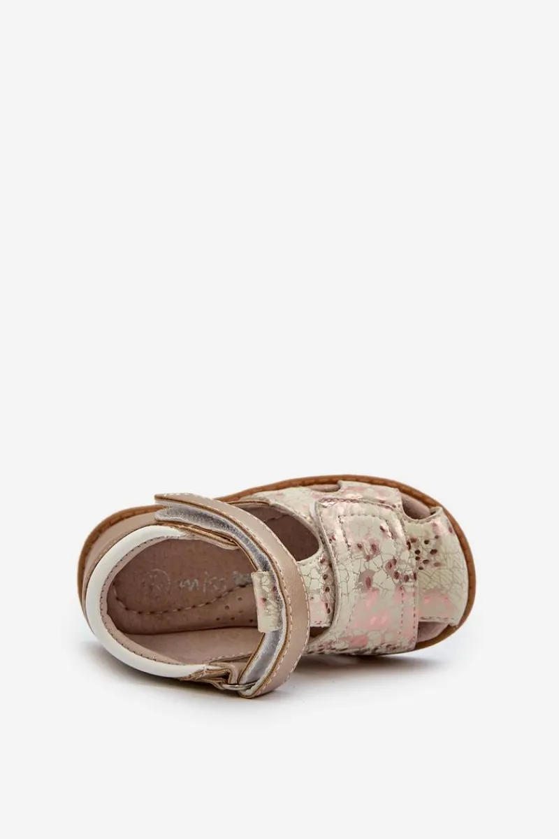 Dziewczęce>Evento Dziecięce Wzorzyste Sandałki Na Rzep Złote Maellita