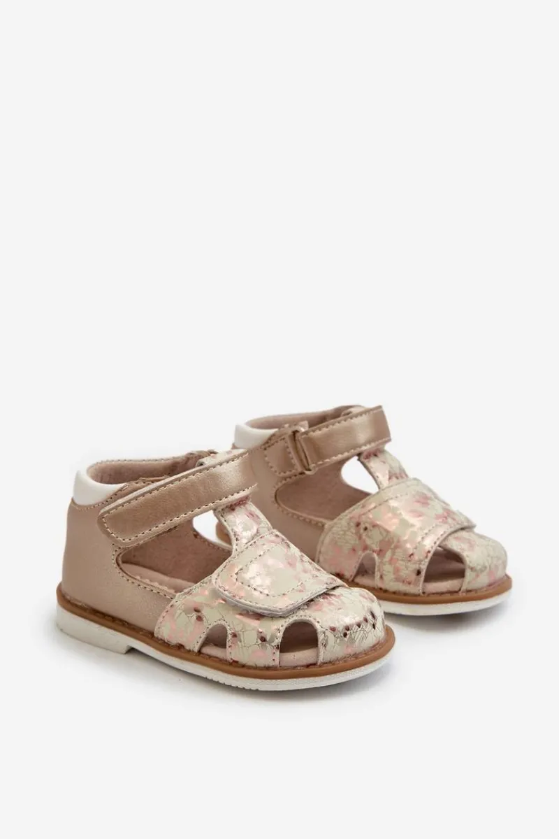 Dziewczęce>Evento Dziecięce Wzorzyste Sandałki Na Rzep Złote Maellita
