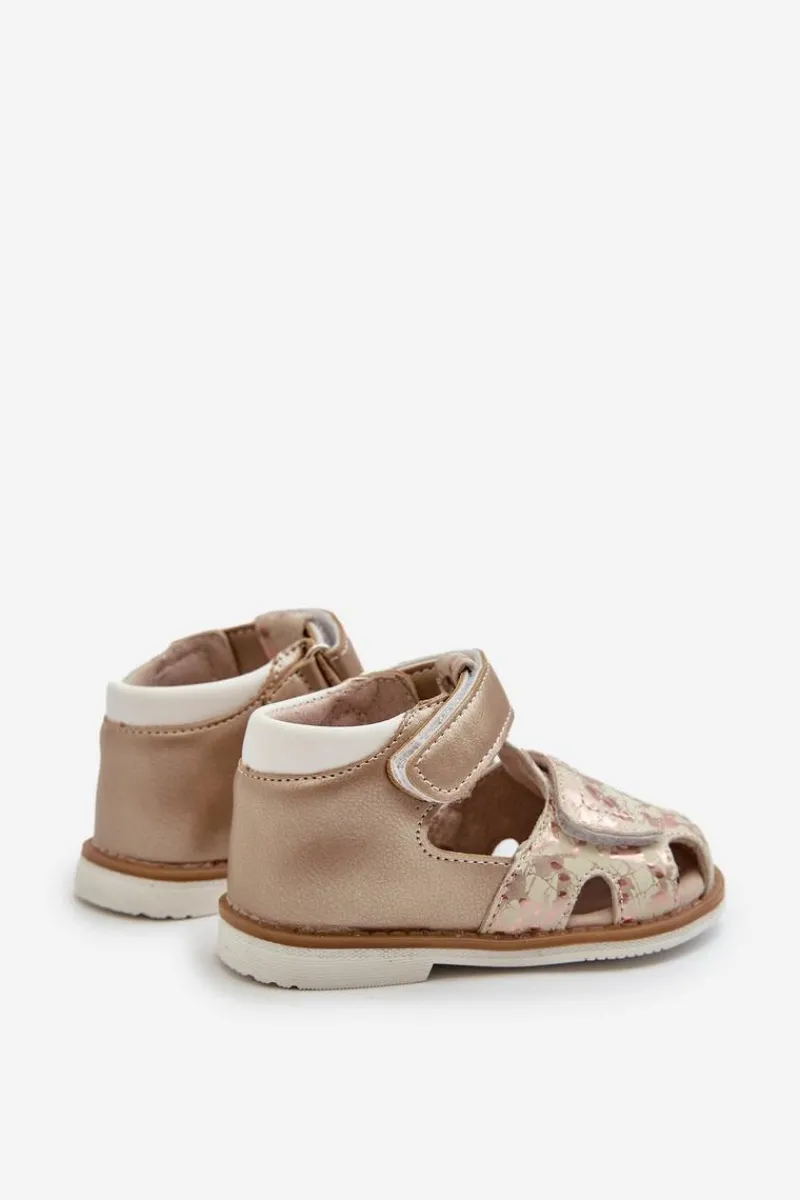 Dziewczęce>Evento Dziecięce Wzorzyste Sandałki Na Rzep Złote Maellita