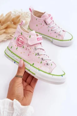 Dziewczęce>Big Star Shoes Dziecięce Wzorzyste Trampki Big Star LL374051 Różowe