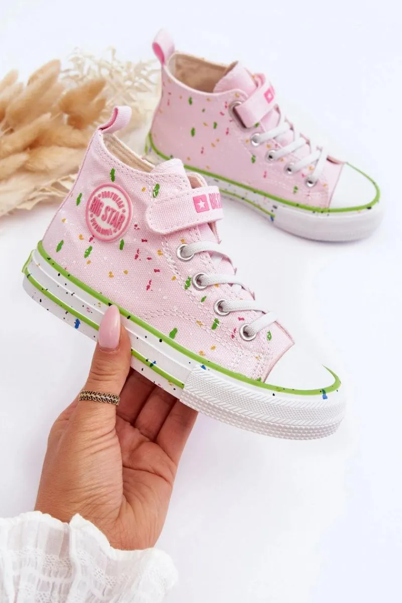 Dziewczęce>Big Star Shoes Dziecięce Wzorzyste Trampki Big Star LL374051 Różowe