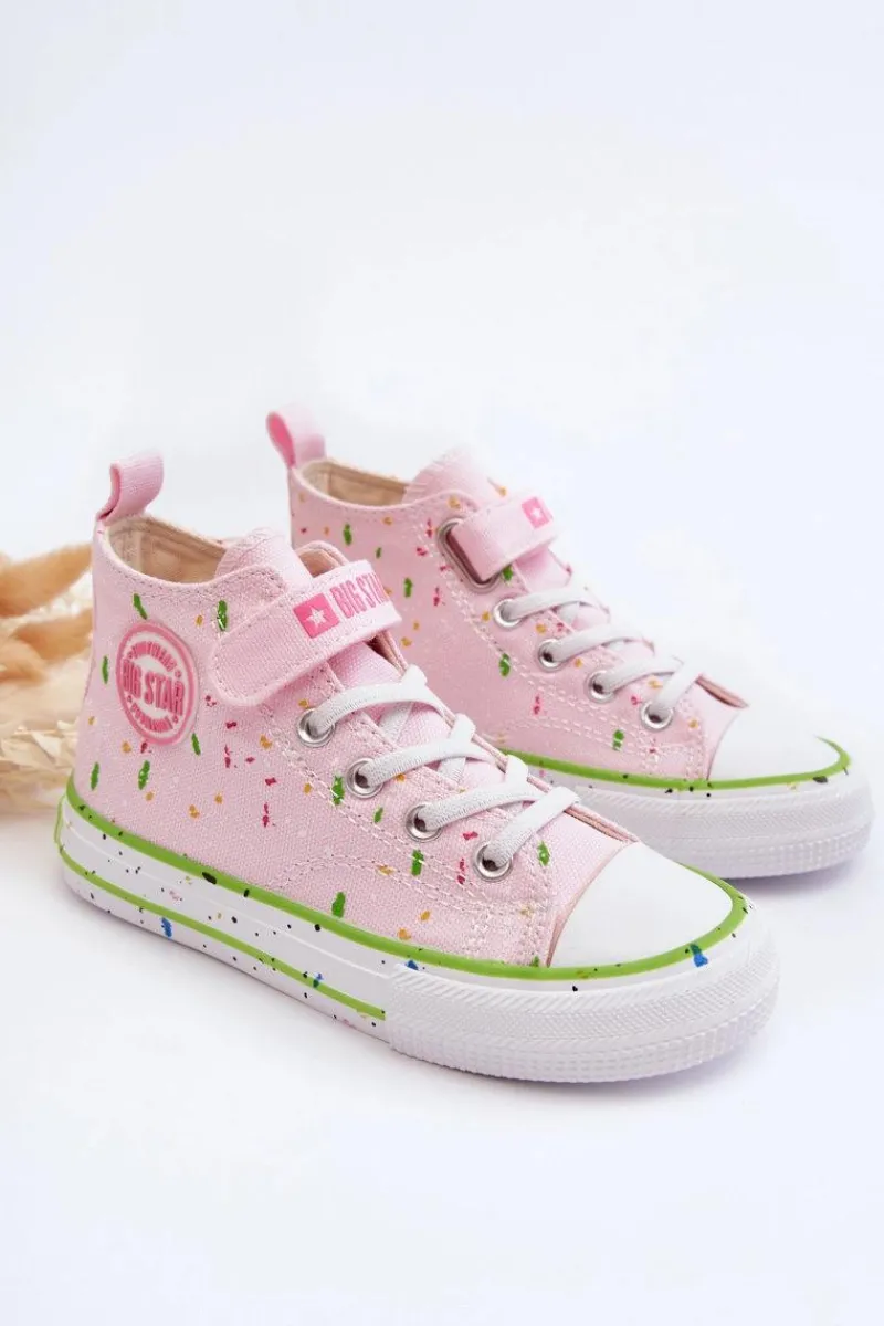 Dziewczęce>Big Star Shoes Dziecięce Wzorzyste Trampki Big Star LL374051 Różowe