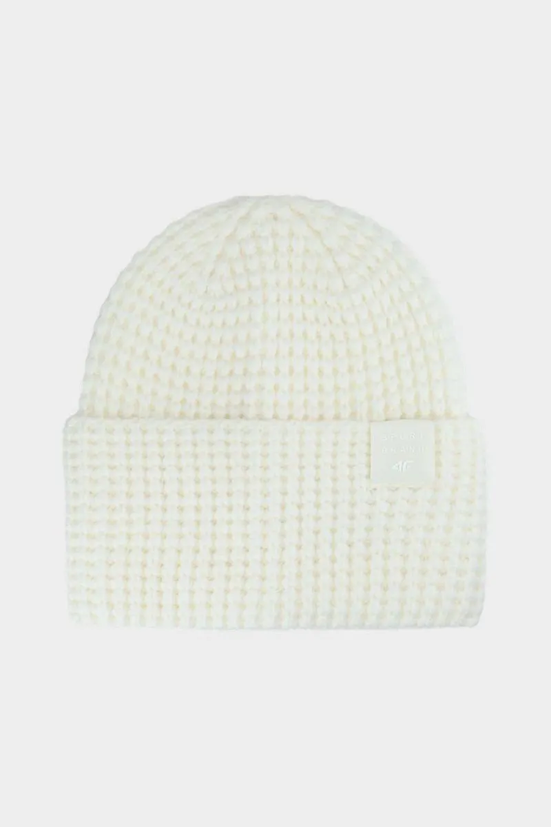 Sale 4F Dziewczęca Czapka Zimowa JWAW24ACAPF414-12S Kremowa