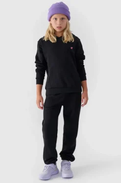 Discount 4F Dziewczęca Nierozpinana Bluza Z Kapturem Gładka Czarna JWMM00TSWSF1316-20S Czarny